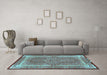 Machine Washable Medallion Light Blue Traditional Rug in a Living Room, wshtr4681lblu