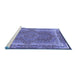 Sideview of Machine Washable Medallion Blue Traditional Rug, wshtr4681blu