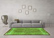 Machine Washable Medallion Green Traditional Area Rugs in a Living Room,, wshtr4681grn