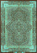 Machine Washable Medallion Turquoise Traditional Area Rugs, wshtr4681turq