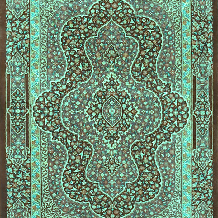 Machine Washable Medallion Turquoise Traditional Area Rugs, wshtr4681turq