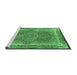 Sideview of Machine Washable Medallion Emerald Green Traditional Area Rugs, wshtr4681emgrn