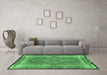 Machine Washable Medallion Emerald Green Traditional Area Rugs in a Living Room,, wshtr4681emgrn
