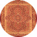 Square Medallion Orange Traditional Rug, tr4681org