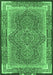 Machine Washable Medallion Emerald Green Traditional Area Rugs, wshtr4681emgrn