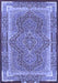 Machine Washable Medallion Blue Traditional Rug, wshtr4681blu