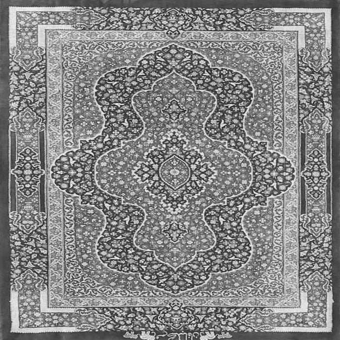 Round Machine Washable Medallion Gray Traditional Rug, wshtr4681gry