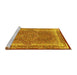 Sideview of Machine Washable Medallion Yellow Traditional Rug, wshtr4681yw