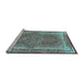 Sideview of Machine Washable Medallion Light Blue Traditional Rug, wshtr4681lblu