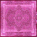 Square Machine Washable Medallion Pink Traditional Rug, wshtr4681pnk