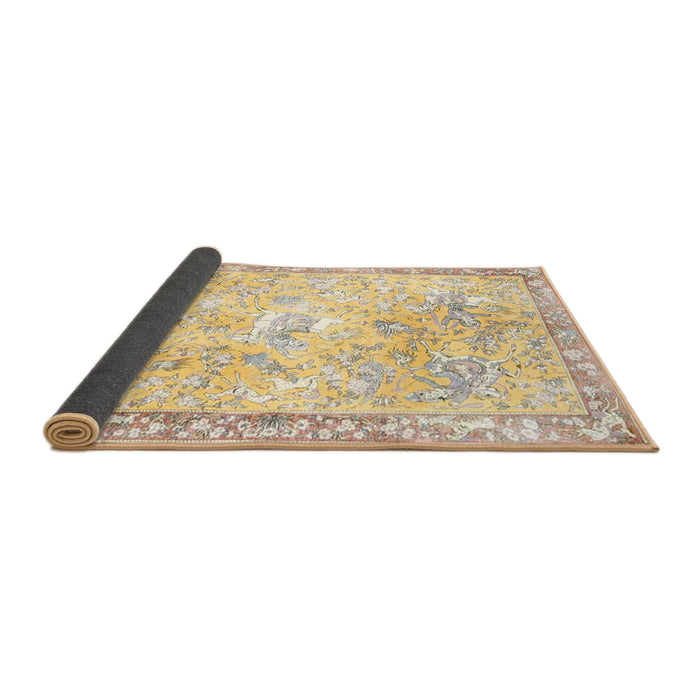 Sideview of Traditional Brown Gold Animal Rug, tr4682