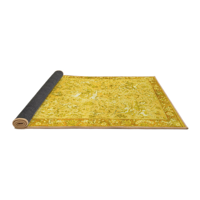 Sideview of Animal Yellow Traditional Rug, tr4682yw