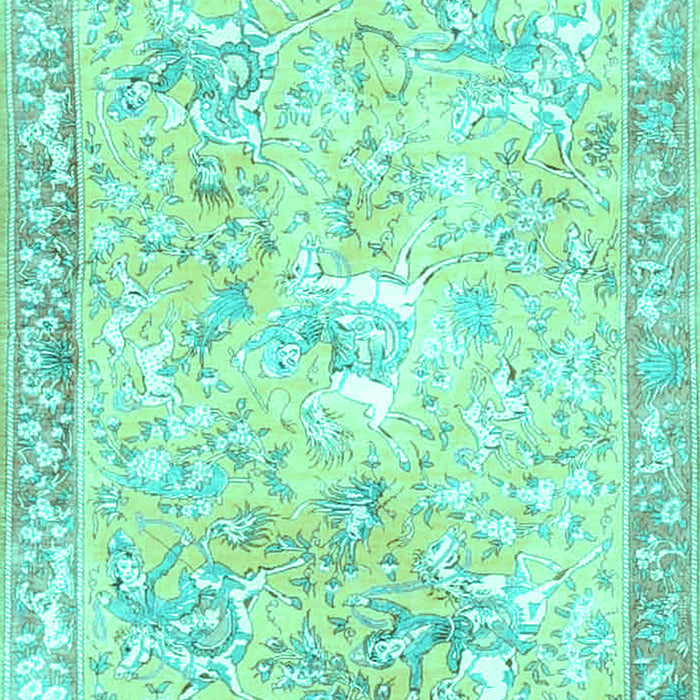 Animal Turquoise Traditional Rug, tr4682turq