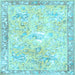 Square Machine Washable Animal Light Blue Traditional Rug, wshtr4682lblu