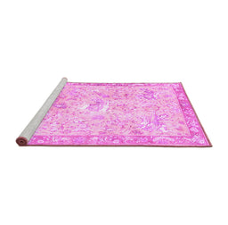 Sideview of Machine Washable Animal Pink Traditional Rug, wshtr4682pnk