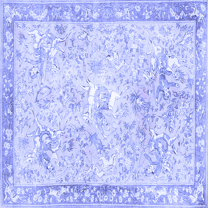 Square Machine Washable Animal Blue Traditional Rug, wshtr4682blu