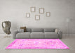 Machine Washable Animal Pink Traditional Rug in a Living Room, wshtr4682pnk