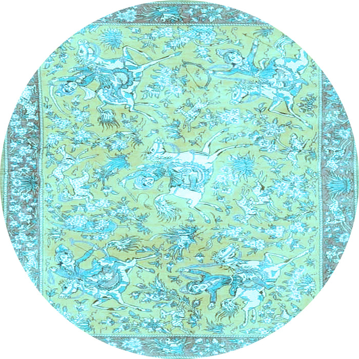 Round Animal Light Blue Traditional Rug, tr4682lblu