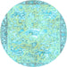 Round Animal Light Blue Traditional Rug, tr4682lblu