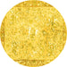 Round Animal Yellow Traditional Rug, tr4682yw