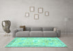 Machine Washable Animal Turquoise Traditional Area Rugs in a Living Room,, wshtr4682turq