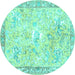 Round Animal Turquoise Traditional Rug, tr4682turq