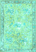 Machine Washable Animal Turquoise Traditional Area Rugs, wshtr4682turq