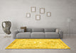 Machine Washable Animal Yellow Traditional Rug in a Living Room, wshtr4682yw