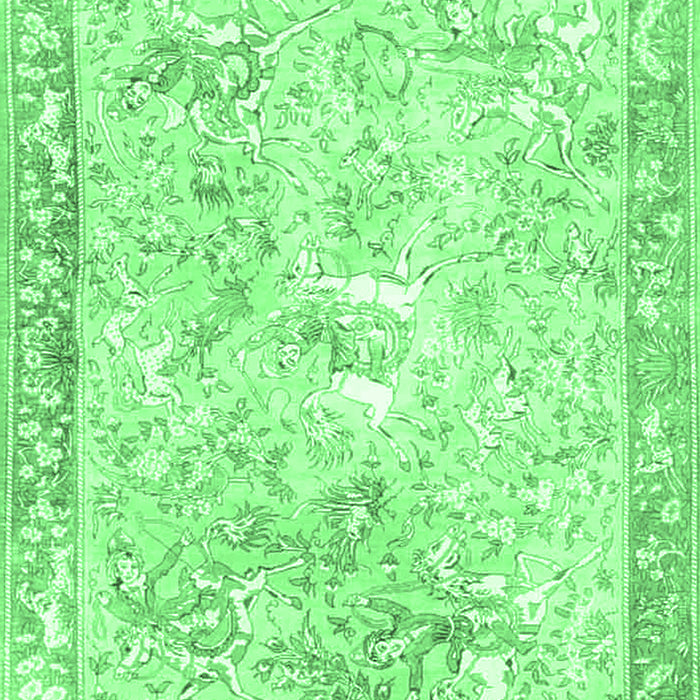 Machine Washable Animal Emerald Green Traditional Area Rugs, wshtr4682emgrn