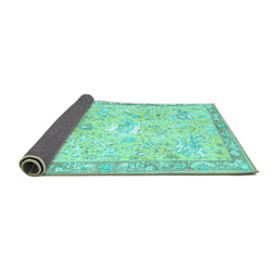 Sideview of Animal Turquoise Traditional Rug, tr4682turq
