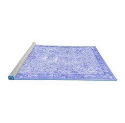 Sideview of Machine Washable Animal Blue Traditional Rug, wshtr4682blu