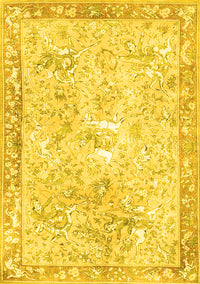 Animal Yellow Traditional Rug, tr4682yw