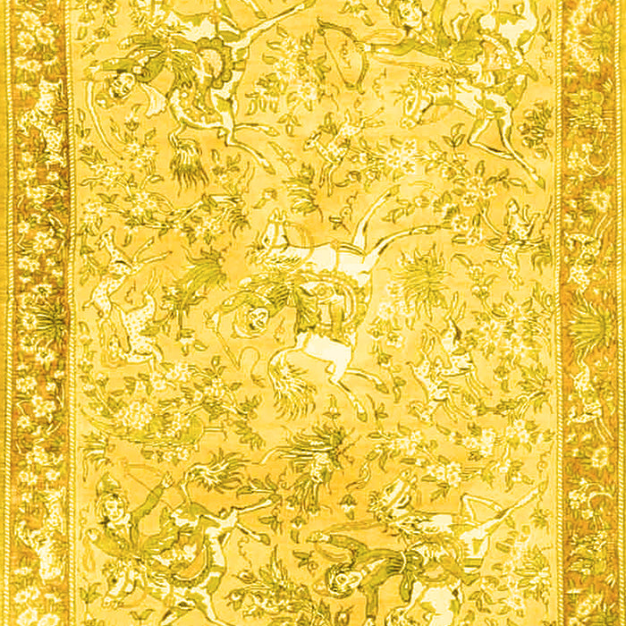 Animal Yellow Traditional Rug, tr4682yw