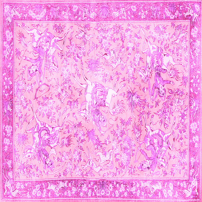 Square Machine Washable Animal Pink Traditional Rug, wshtr4682pnk