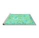 Sideview of Machine Washable Animal Turquoise Traditional Area Rugs, wshtr4682turq