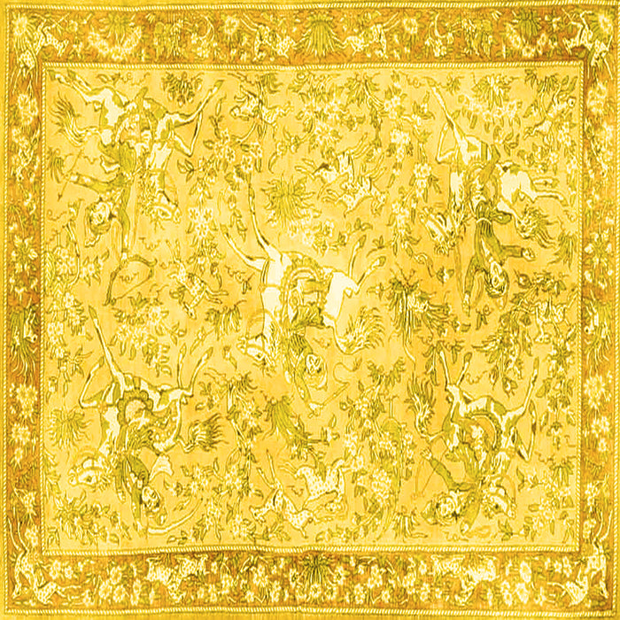 Square Machine Washable Animal Yellow Traditional Rug, wshtr4682yw