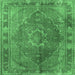 Square Machine Washable Medallion Emerald Green Traditional Area Rugs, wshtr4683emgrn