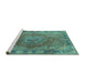 Sideview of Machine Washable Medallion Turquoise Traditional Area Rugs, wshtr4683turq