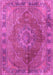 Machine Washable Medallion Pink Traditional Rug, wshtr4683pnk