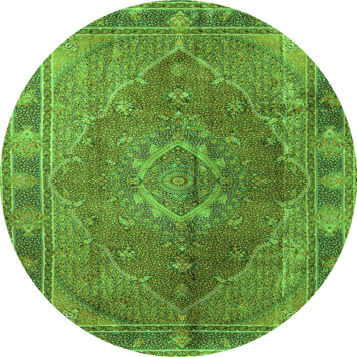 Machine Washable Medallion Green Traditional Area Rugs, wshtr4683grn