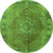 Machine Washable Medallion Green Traditional Area Rugs, wshtr4683grn