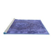 Sideview of Machine Washable Medallion Blue Traditional Rug, wshtr4683blu