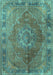 Medallion Turquoise Traditional Rug, tr4683turq