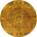 Round Medallion Yellow Traditional Rug, tr4683yw