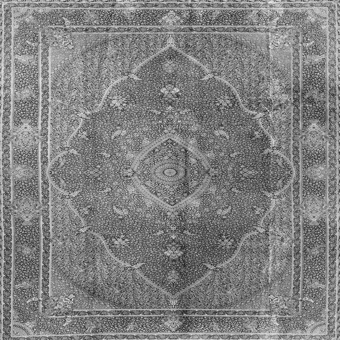 Round Machine Washable Medallion Gray Traditional Rug, wshtr4683gry