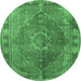 Round Medallion Emerald Green Traditional Rug, tr4683emgrn