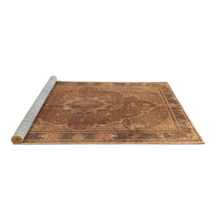 Sideview of Machine Washable Medallion Brown Traditional Rug, wshtr4683brn