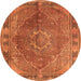 Machine Washable Medallion Orange Traditional Area Rugs, wshtr4683org