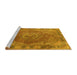 Sideview of Machine Washable Medallion Yellow Traditional Rug, wshtr4683yw