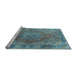 Sideview of Machine Washable Medallion Light Blue Traditional Rug, wshtr4683lblu